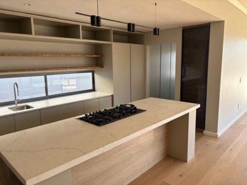 Modern neutral kitchen with center island