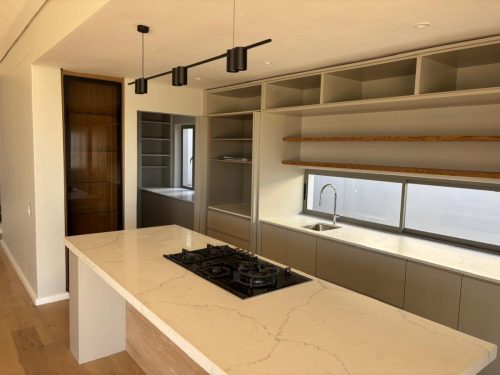Modern neutral kitchen with center island